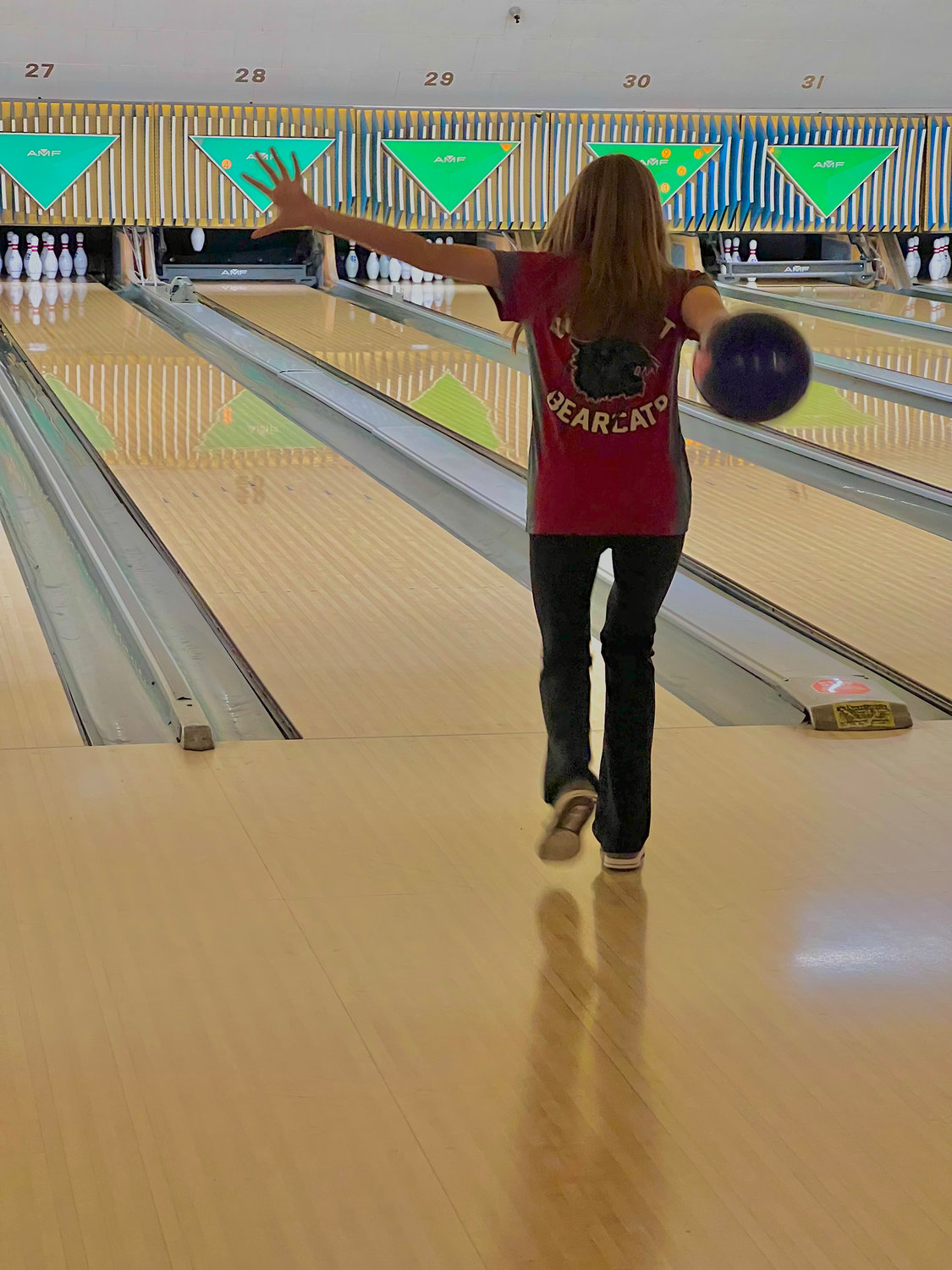 W.F. West bowler Emma Hamilton prepares for an attempt at Westside Lanes in Olympia Nov. 29.